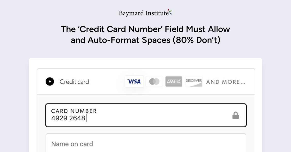 The Credit Card Number Field Must
