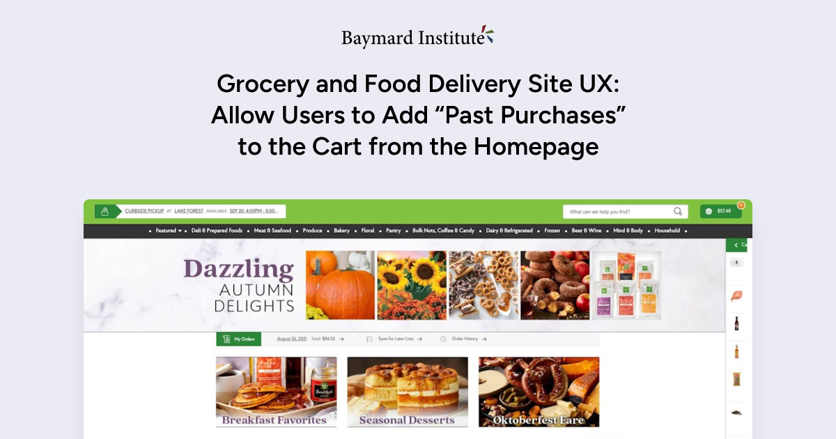 Grocery and Food Delivery Site UX: Allow Users to Add “Past