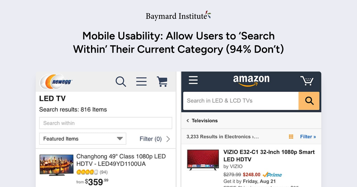 Allow Sorting by “Price”, “User Rating”, “Best-Selling”, and “Newest” (64%  Don't Allow All 4) – Articles – Baymard Institute