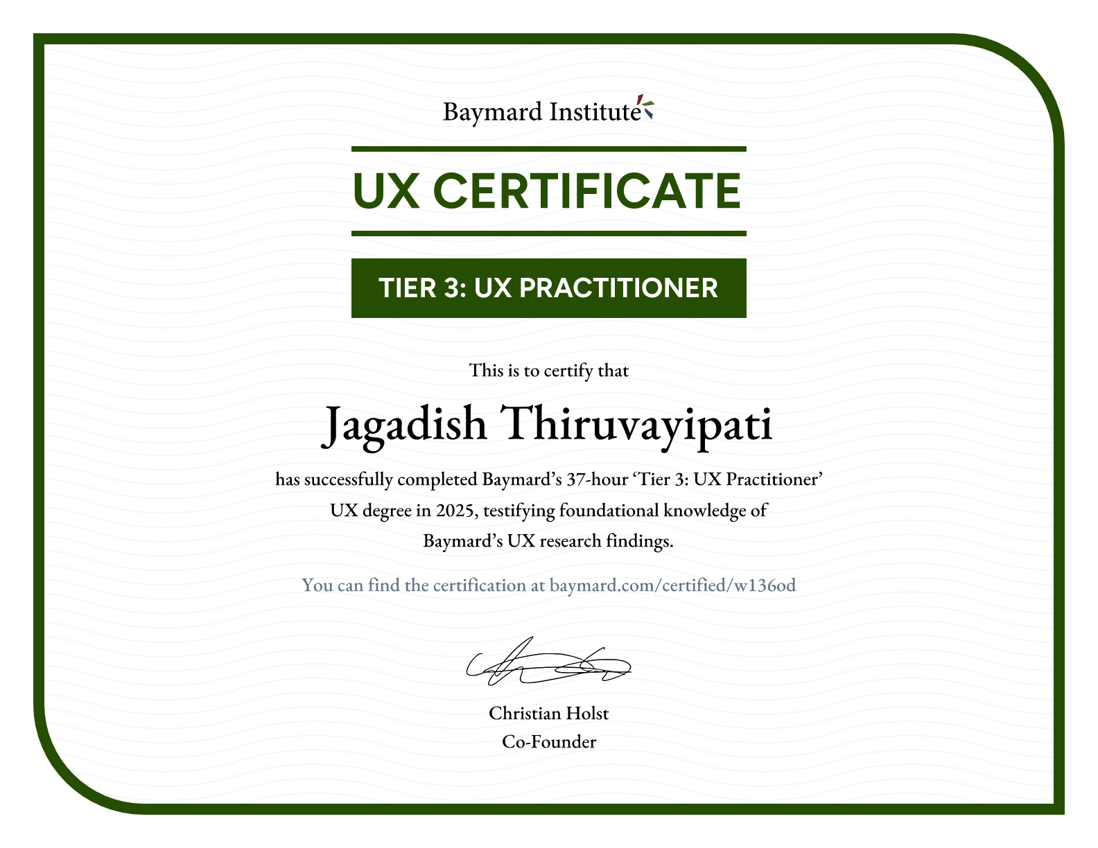 Jagadish Thiruvayipati’s certificate